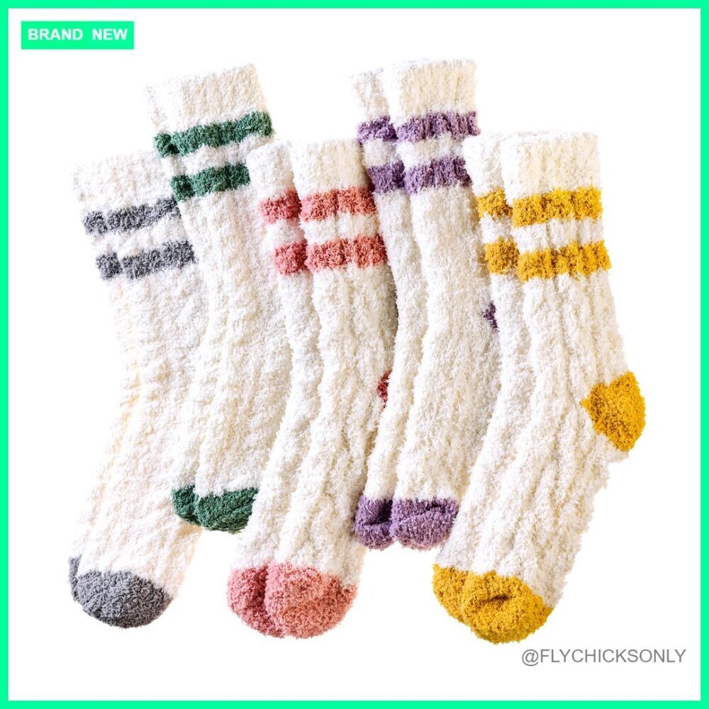 Cozy Fuzzy Slipper Socks, Warm Plush Winter Sleeping Socks, One Size Fits Women
